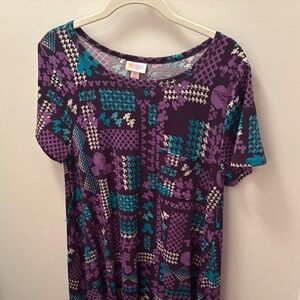 LuLaRoe Purple, Teal & Cream Disney Carly